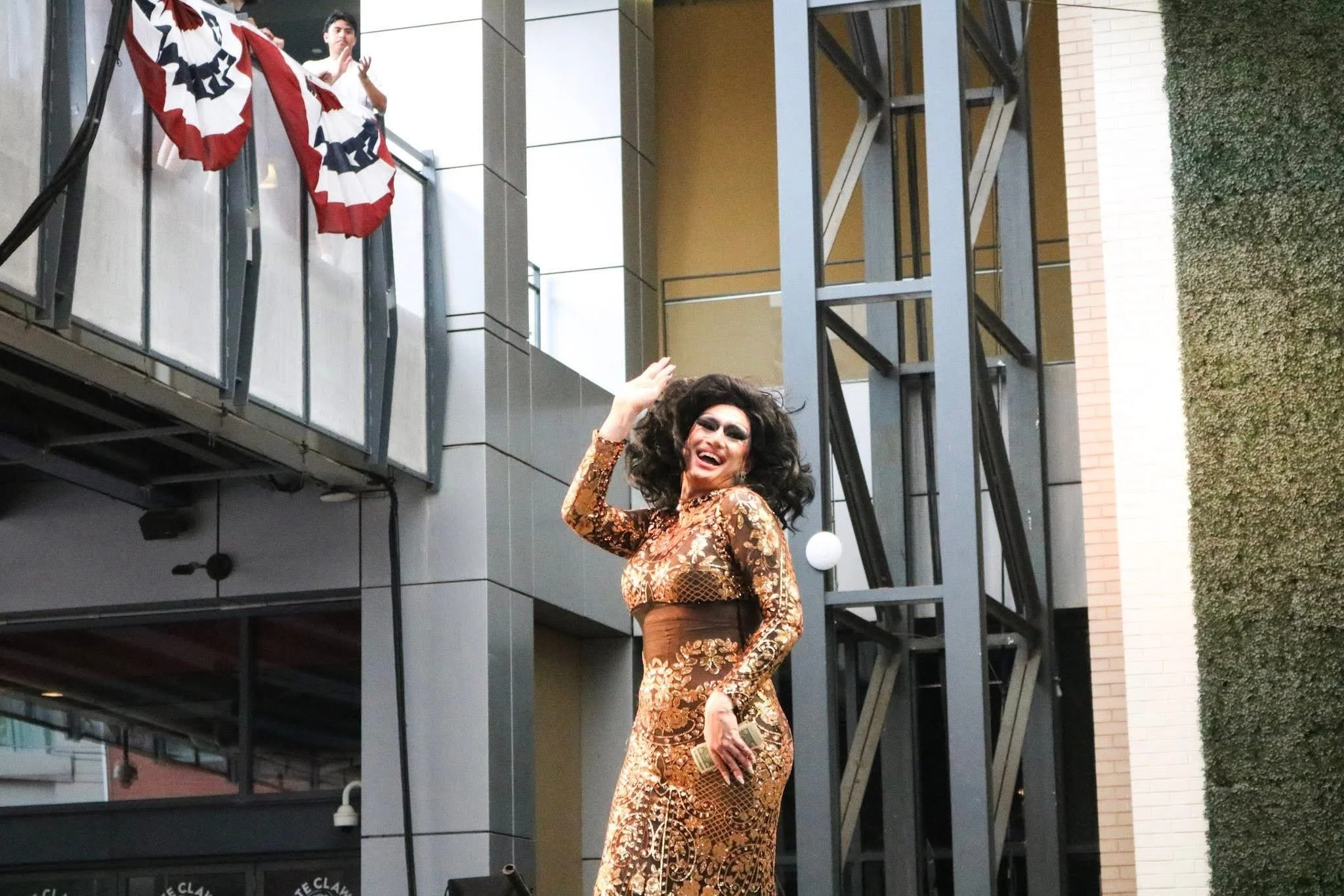 Drag artist Umi Naughty graces the stage. (Cultura Philippines dance the Tinikling. (Photo by McKenzie Gary, 2026.)