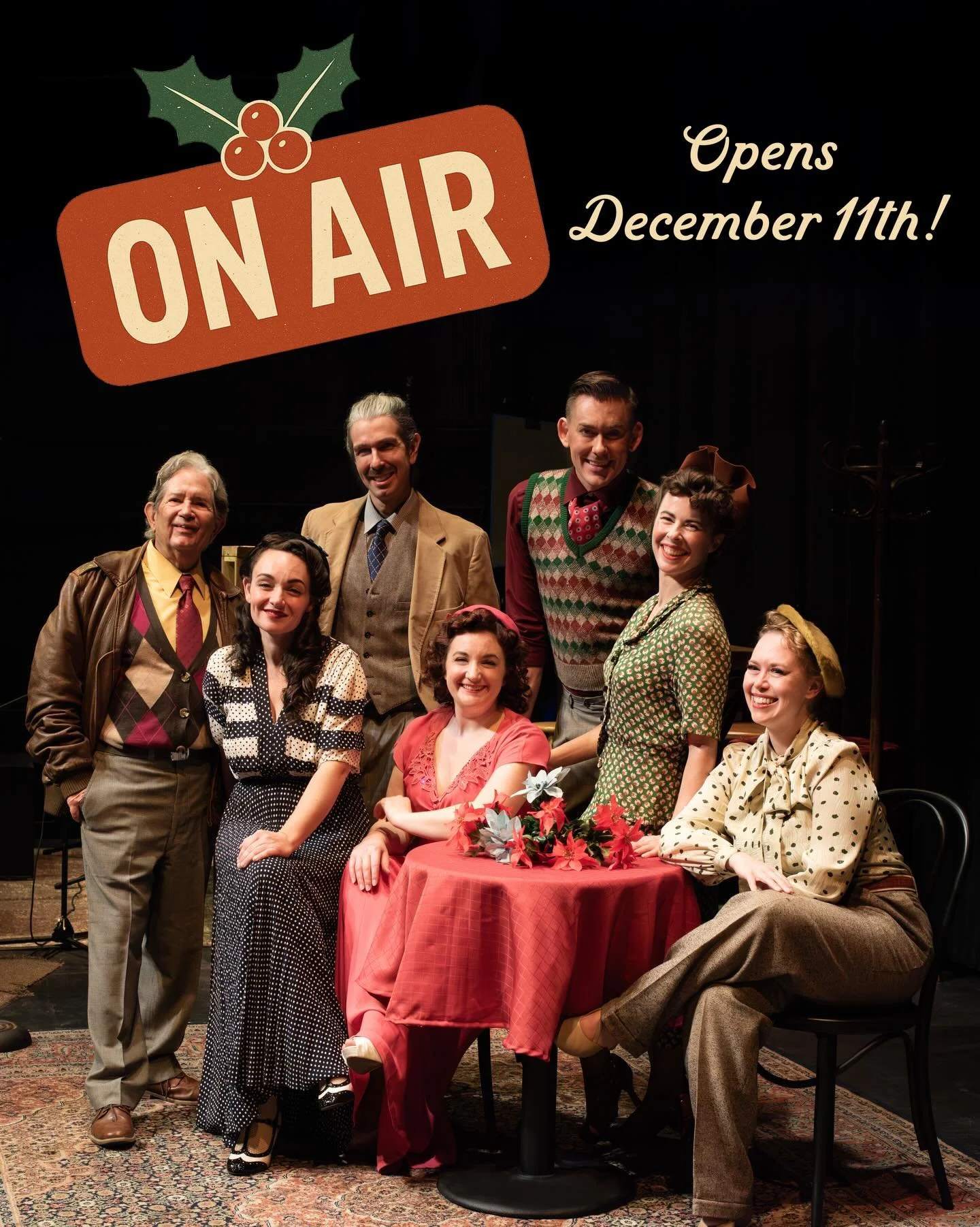 Warm your heart with holiday harmonies!

Join us for On Air: A heartwarming 1940s musical revue &mdash; opens next Thursday.

📍 Nevada Theatre
📅 Dec 11, 16, 17 @ 7pm &bull; Dec 13 @ 2pm
🎟 $35 reserved | $25 general | $10 students
👉 Get your ticke