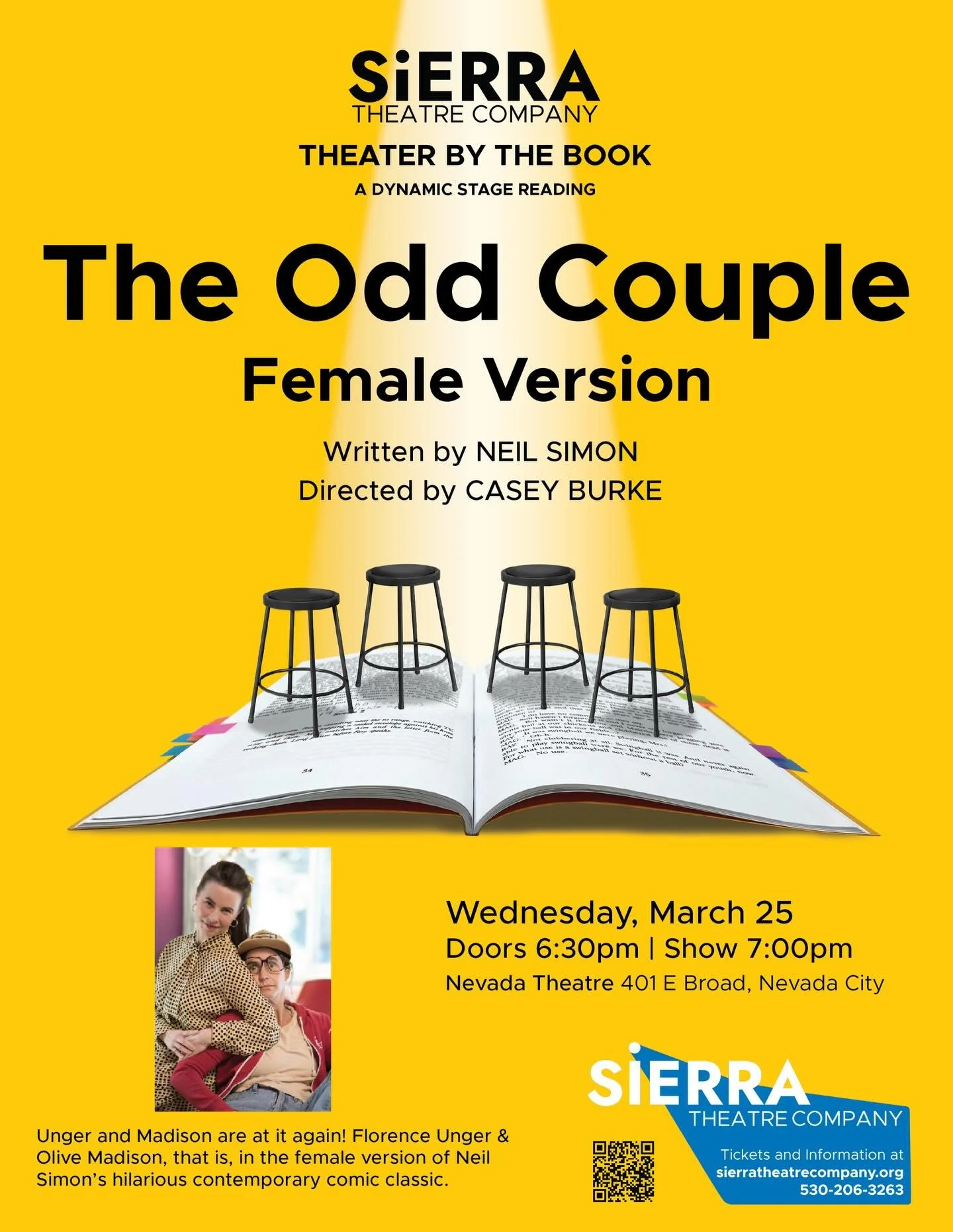 The Odd Couple: Female Version brings a hilarious twist to Neil Simon&rsquo;s classic comedy. When the neurotic Florence Unger moves in with the easygoing Olive Madison, chaos&mdash;and comedy&mdash;ensues in this sharp, laugh-out-loud story of frien