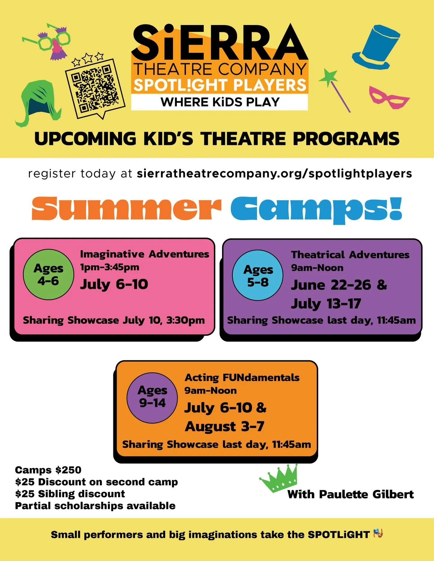 ☀️ Enrollment is now OPEN for STC SPOTLiGHT Summer Camps! 🎭
From Imaginative Adventures to Theatrical Adventures to Acting FUNdamentals, there&rsquo;s something for every young performer ages 4&ndash;14.
Join us this summer and watch small performer