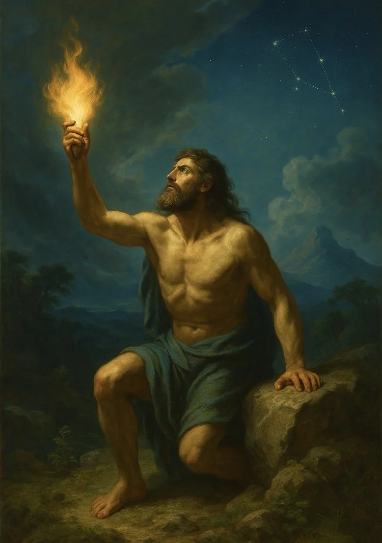 Zues with the sacred flame.