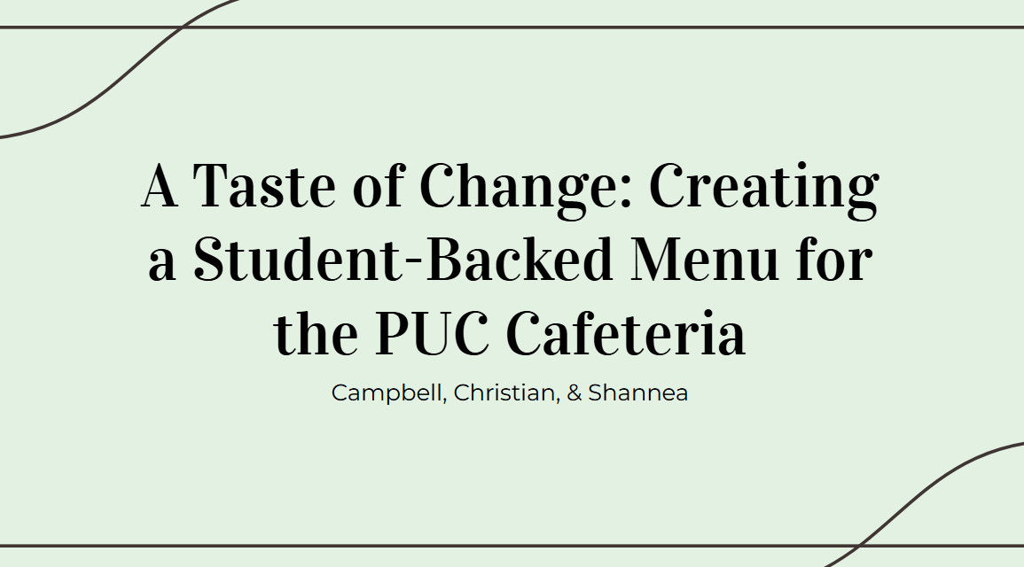 Student-Backed Menu Initiative

Role: Marketing & Communication Lead

Led the communication and survey strategy for a campus dining improvement initiative. Developed and distributed a two-phase survey to gather student input, analyzed responses, and 