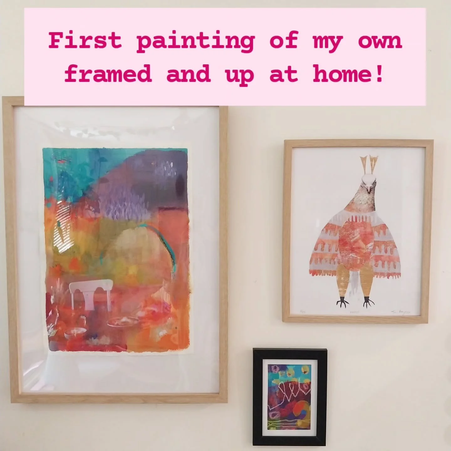 I often find it hard to decide when a painting is finished. It's so tricky not to keep adding to them. But this one made itself known so easily and it felt so clear when it was done. It's my favourite so far, winner of first place in the abstract art