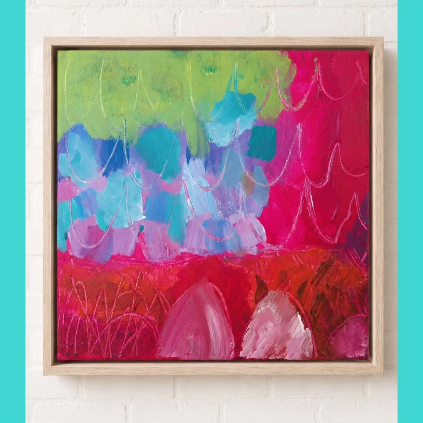 "Landscape of my Dreams." 25cm x 25cm.
Original acrylic on canvas.
Finished in a floating timber frame.
Ready to hang.

Available now via the tagged product link above, or on my website: www.acolourfulmess.com

#originalart
#contemporayart
