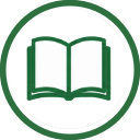Icon of an open book inside a green circle