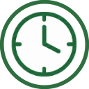 A green digital clock showing the time as 12:00