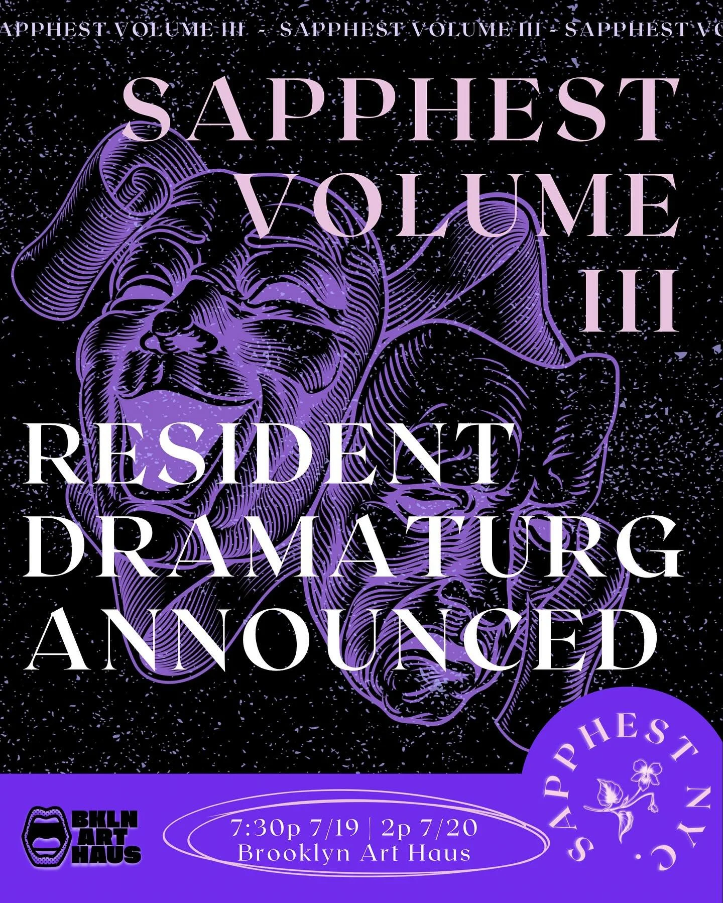 SAPPHEST RESIDENT DRAMATURG ANNOUNCED 📣
We’re thrilled to welcome Antonia Cruz-Kent back to SAPPHEST as the resident dramaturg for this installment! Antonia previously wrote VENOM HEART for our second edition this past January, and we’r
