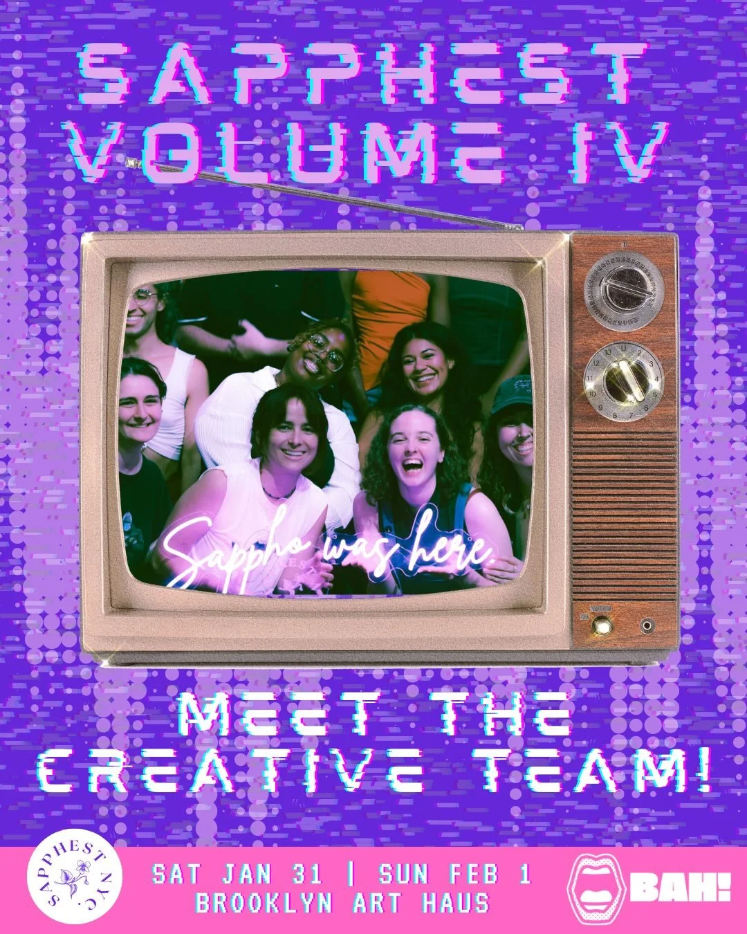Meet the Sapphest creative team! 💜

Marena Faye (Executive Producer/Artistic Director), Mary Kamitaki (Associate Producer/Artistic Advisor), Maggie Dunn (Technical Director), Alexa Powell (Graphic Designer &amp; Operations Support), Antonia Cruz-Ken