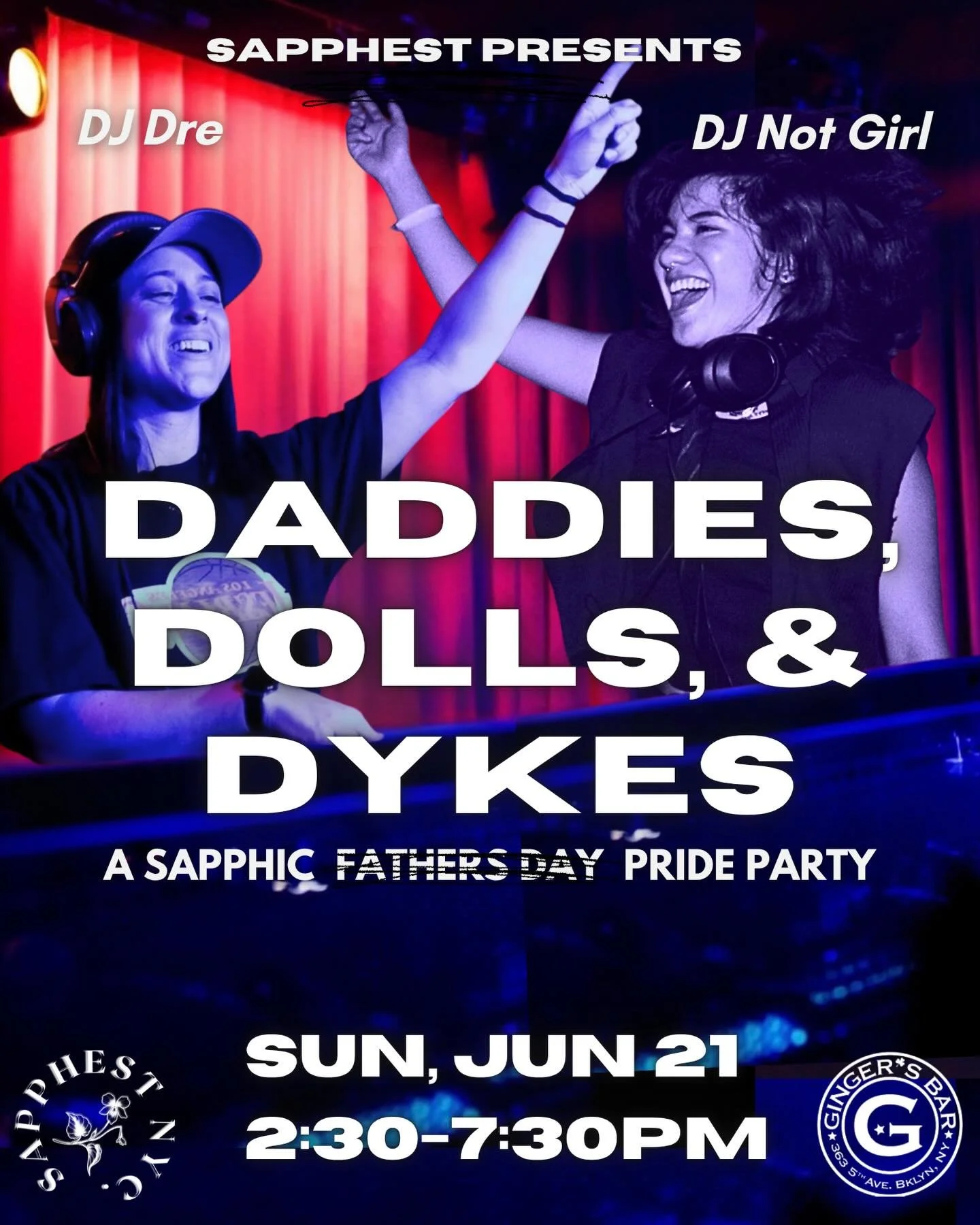 It&rsquo;s F*ther&rsquo;s Day&hellip; so naturally, we&rsquo;re celebrating daddies 😏

Sapphest Presents: Daddies, Dolls &amp; Dykes
A sapphic-centered pride party for the dykes, dolls, and everyone in between. 💋

Come dance, flirt, and celebrate s