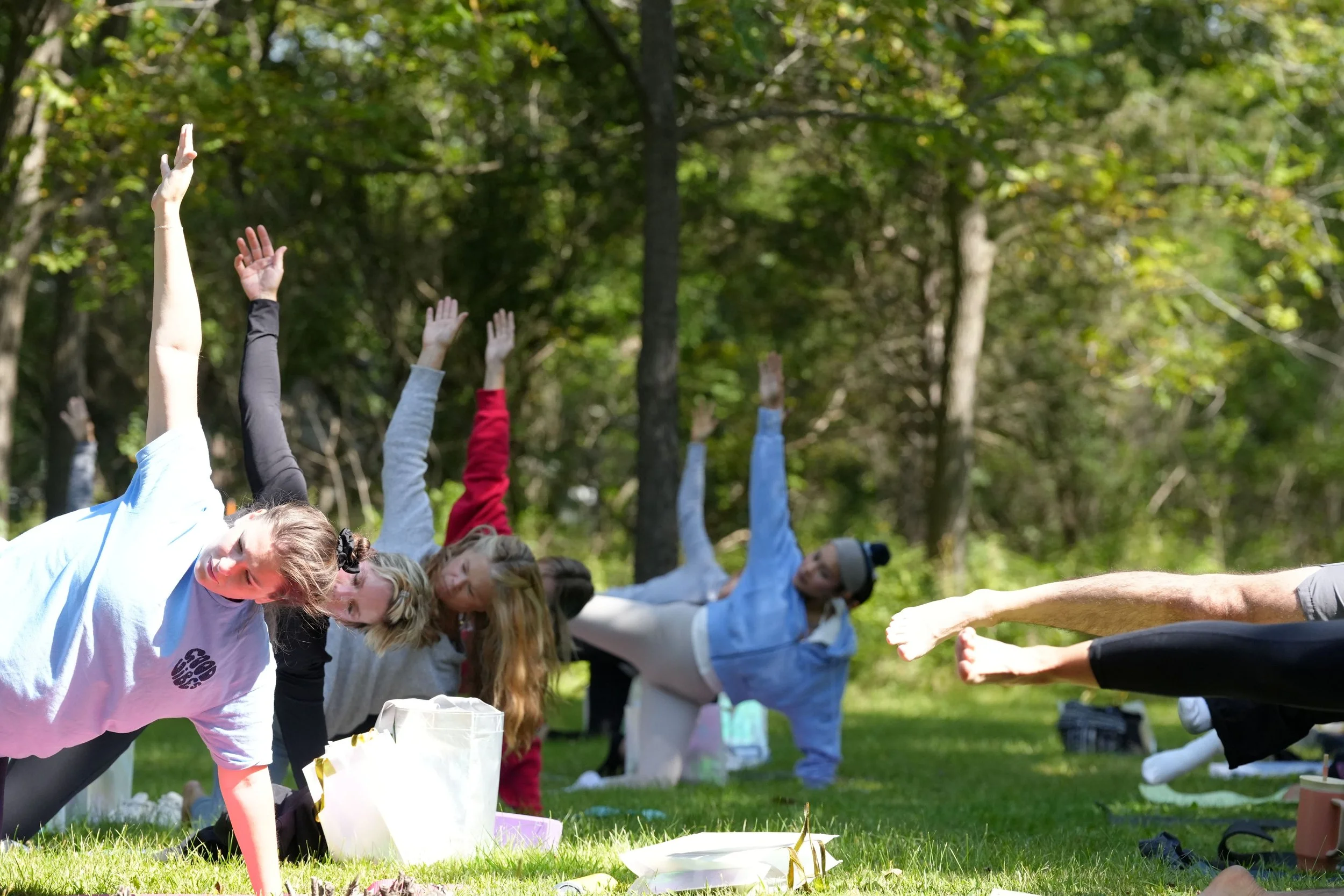 Yoga in the woods