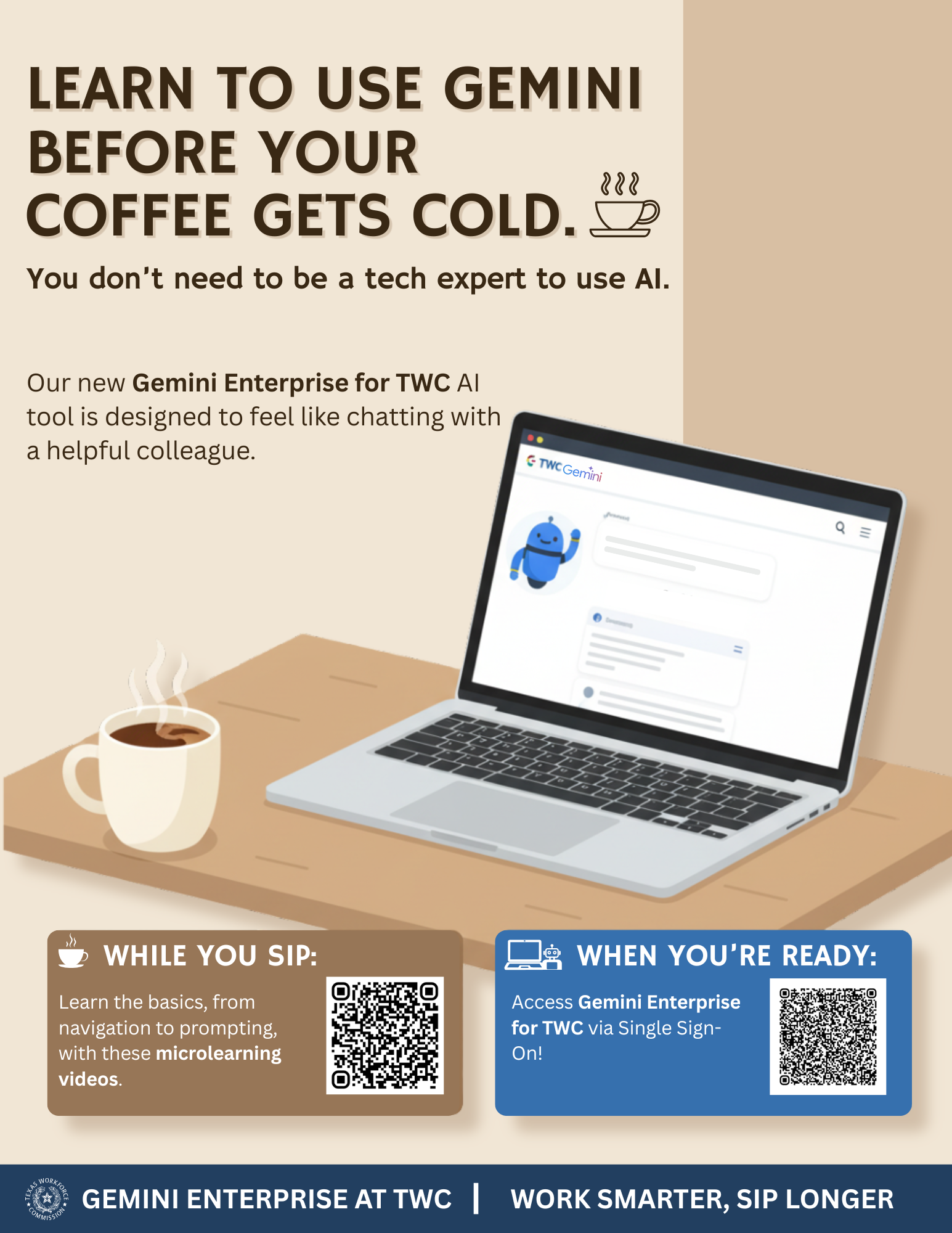 Project Title: AI Micro-Learning Campaign: "The Coffee Break"

The Strategy: Aimed at employees who might feel overwhelmed by new technology, this concept utilized environmental context to drive engagement. Designed specifically for breakrooms and co