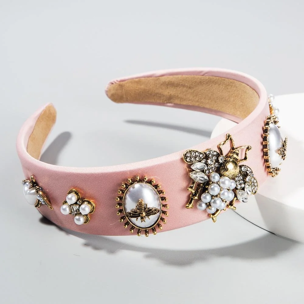 PINK PEARL EMBELLISHED BEE HEADBAND