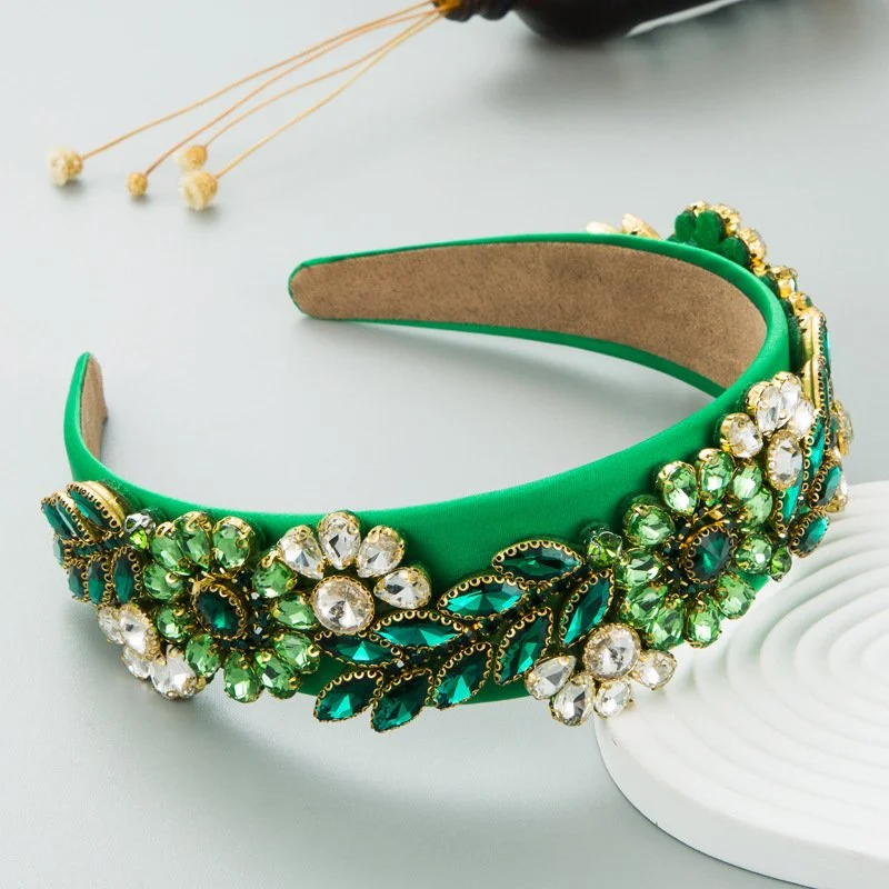 EMERAL GREEN STONE EMBELLISHED HEADBAND
