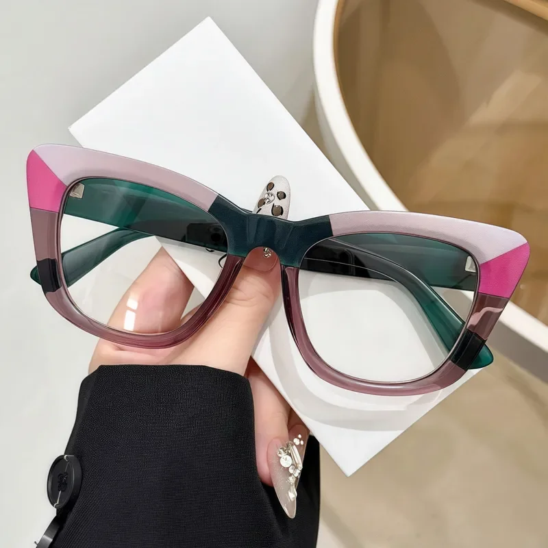 1-Pair-Color-Block-Cat-Eye-Y2K-Fashion-Glasses-Women-s-Trendy-Contrast-Color-PC-Frame-Non-Prescription-Glasses-Simple-Versatile-Metal-Hinge-1.webp
