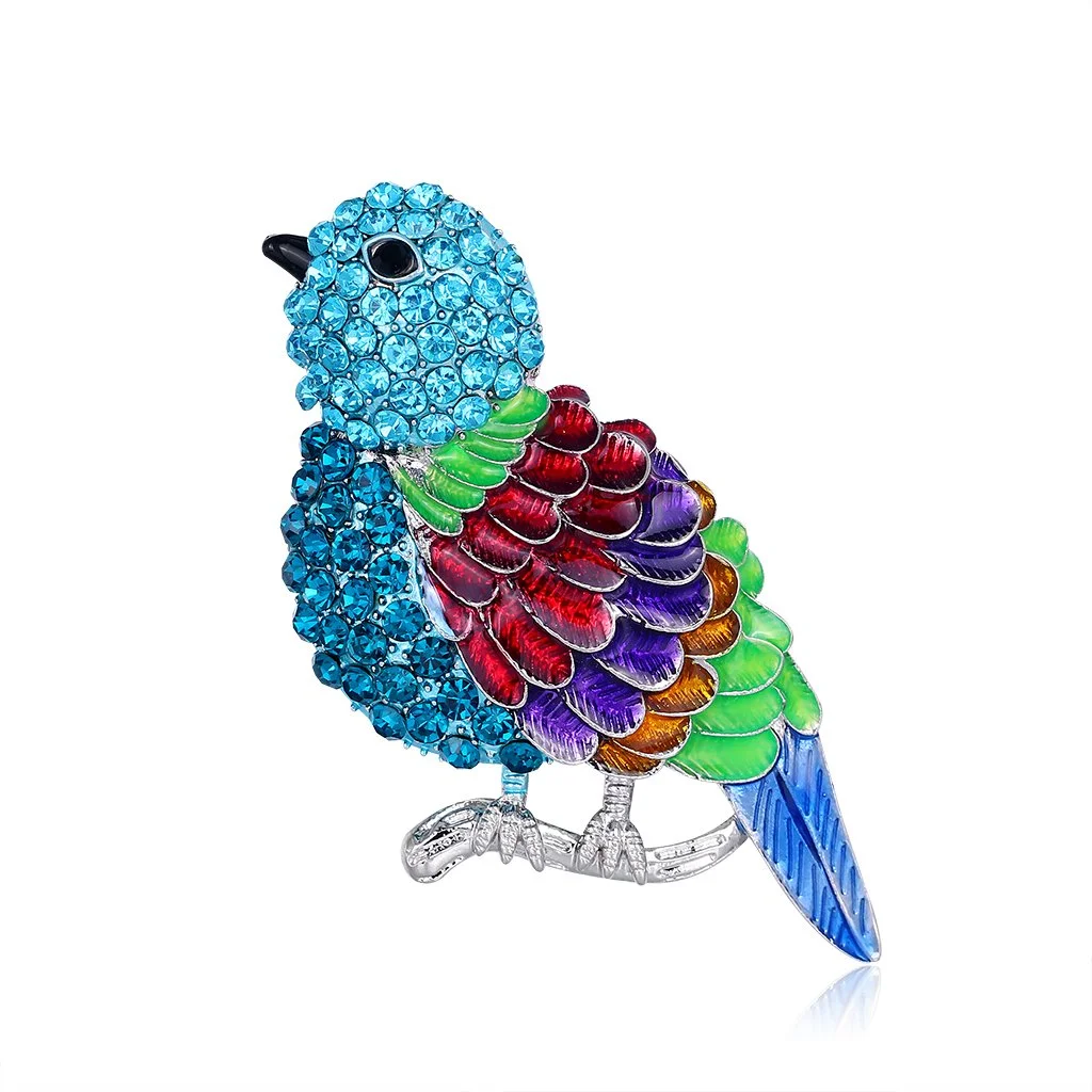 MULTICOLOR Stone Embellished Birdie Brooch