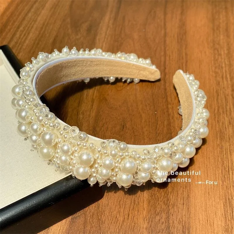 CREAM PEARL EMBELLISHED HEADBAND