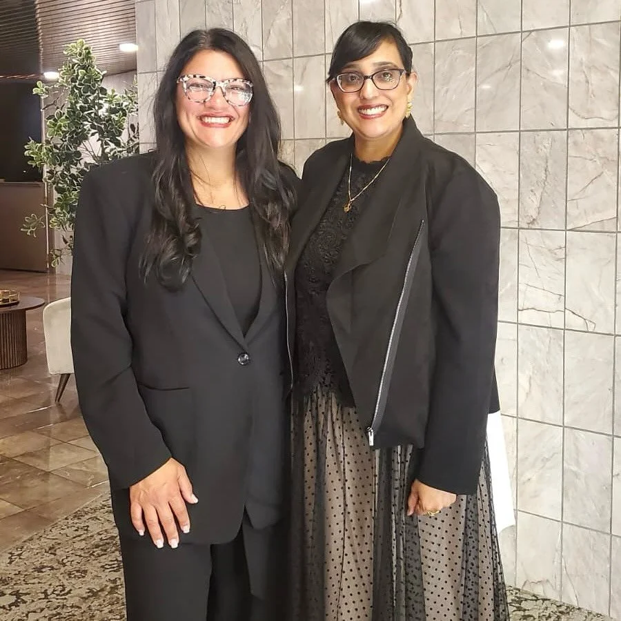 Dr. Sadaf Ali, Chair of the Progressive Caucus, with Congresswoman Rashida Tlaib at the First Step Gala. First Step is a non-profit agency providing comprehensive services for survivors of domestic and sexual violence.