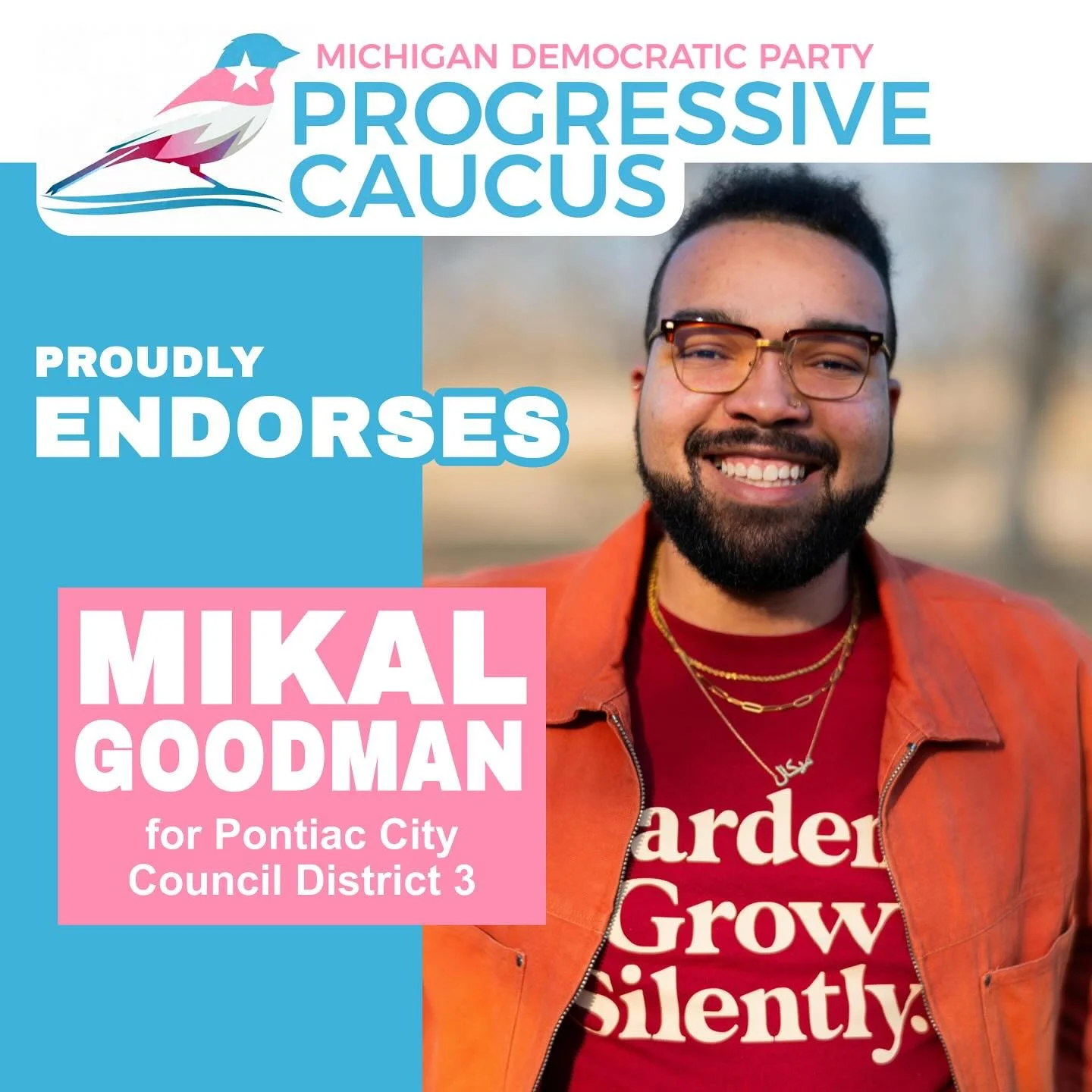 The MDP Progressive Caucus proudly endorsed Mikal Goodman for Pontiac City Council District 3!