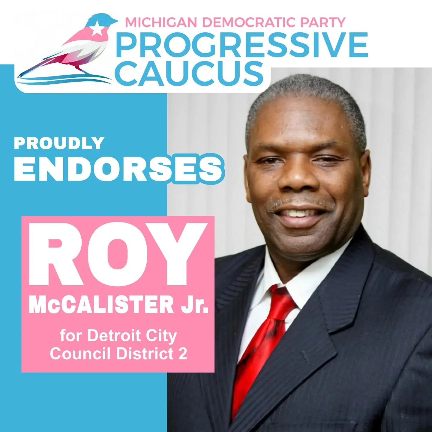 The MDP Progressive Caucus is proud to endorse Roy McCalister Jr for Detroit City Council District 2!