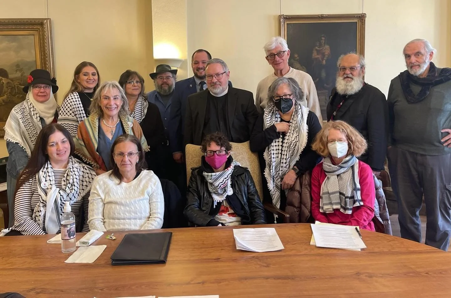 Caucus members today joined Michigan for Peace Coalition in Lansing to ask our Democratic Reps to cosponsor the Gaza Resolution supporting a federal arms embargo on Israel, restoration of humanitarian aid into Gaza, and once again allowing medical vi