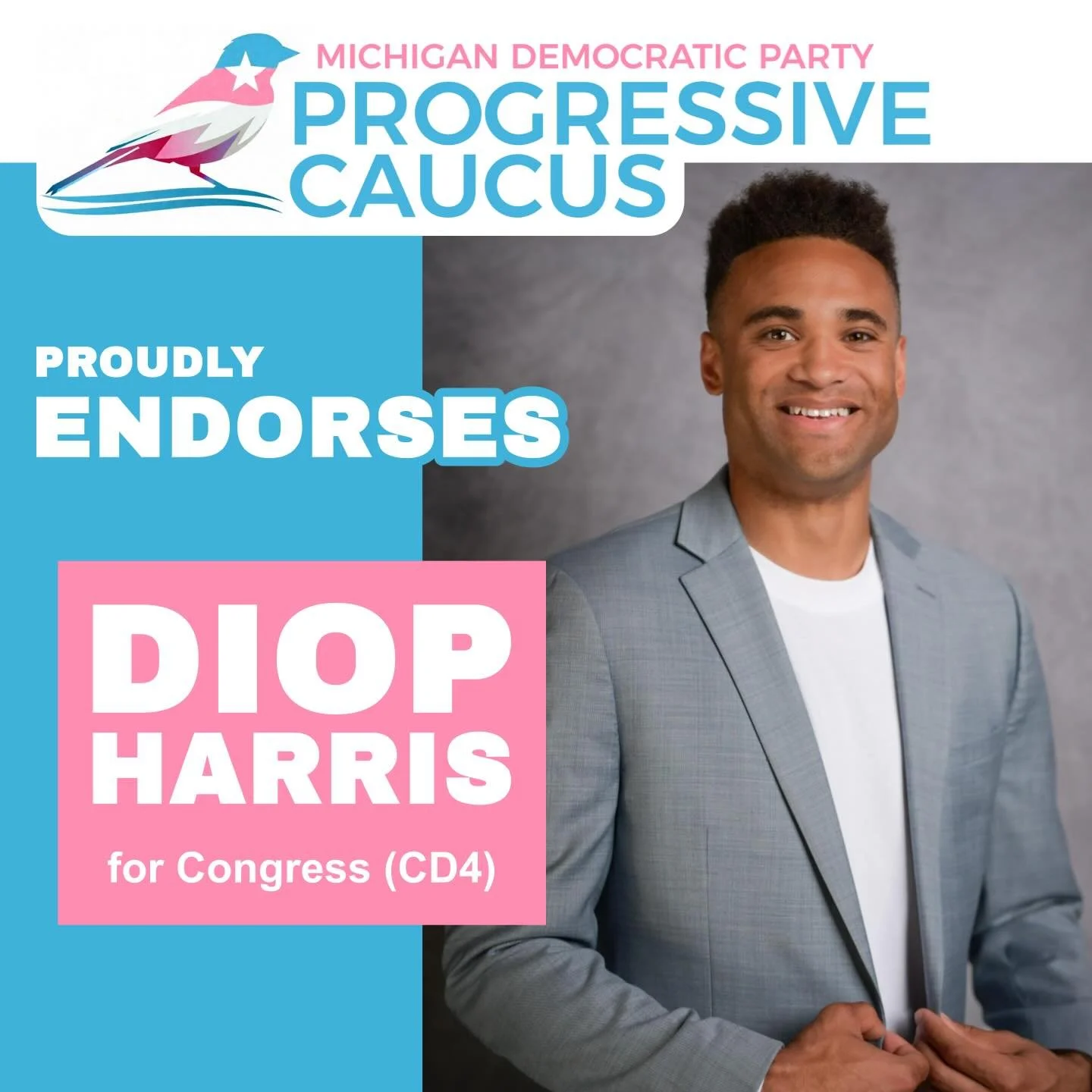 The MDP Progressive Caucus is proud to endorse Diop Harris for Congress (CD-4)!