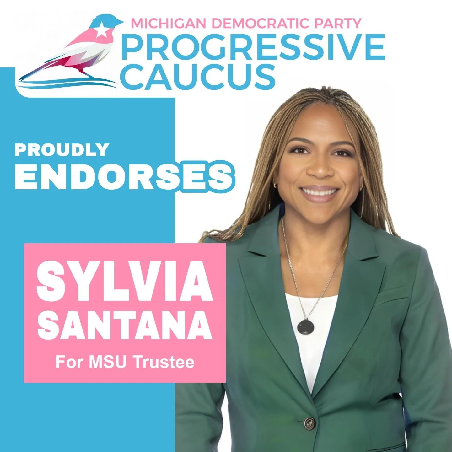 The MDP Progressive Caucus is proud to&nbsp;endorse Sylvia Santana for MSU Board of Trustees!
