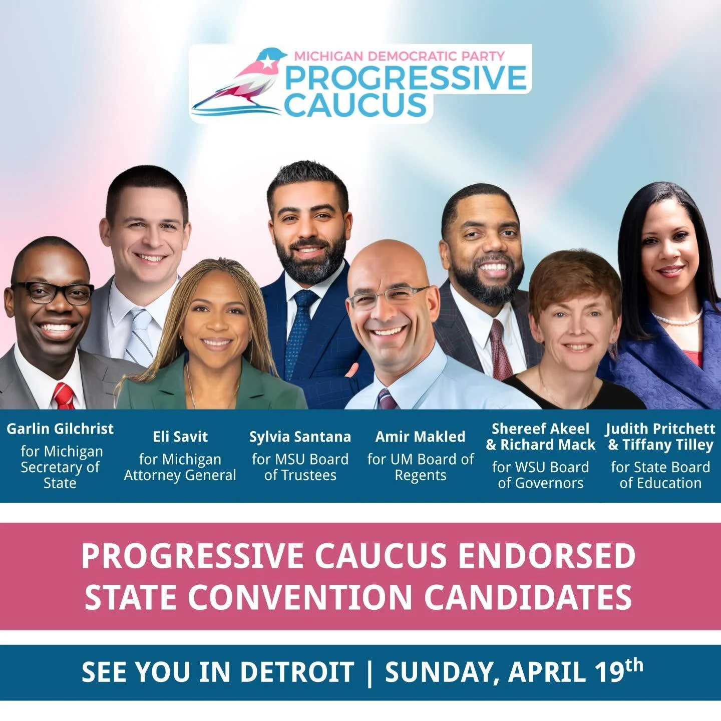 The convention is FIVE days away!! Hope to see you there! Our caucus meeting will be from 10:30AM to Noon in Room 141. Stop by to hear from some amazing progressive candidates!  If you are in town, join us the night before (3/5:30pm) at Batch Brewing