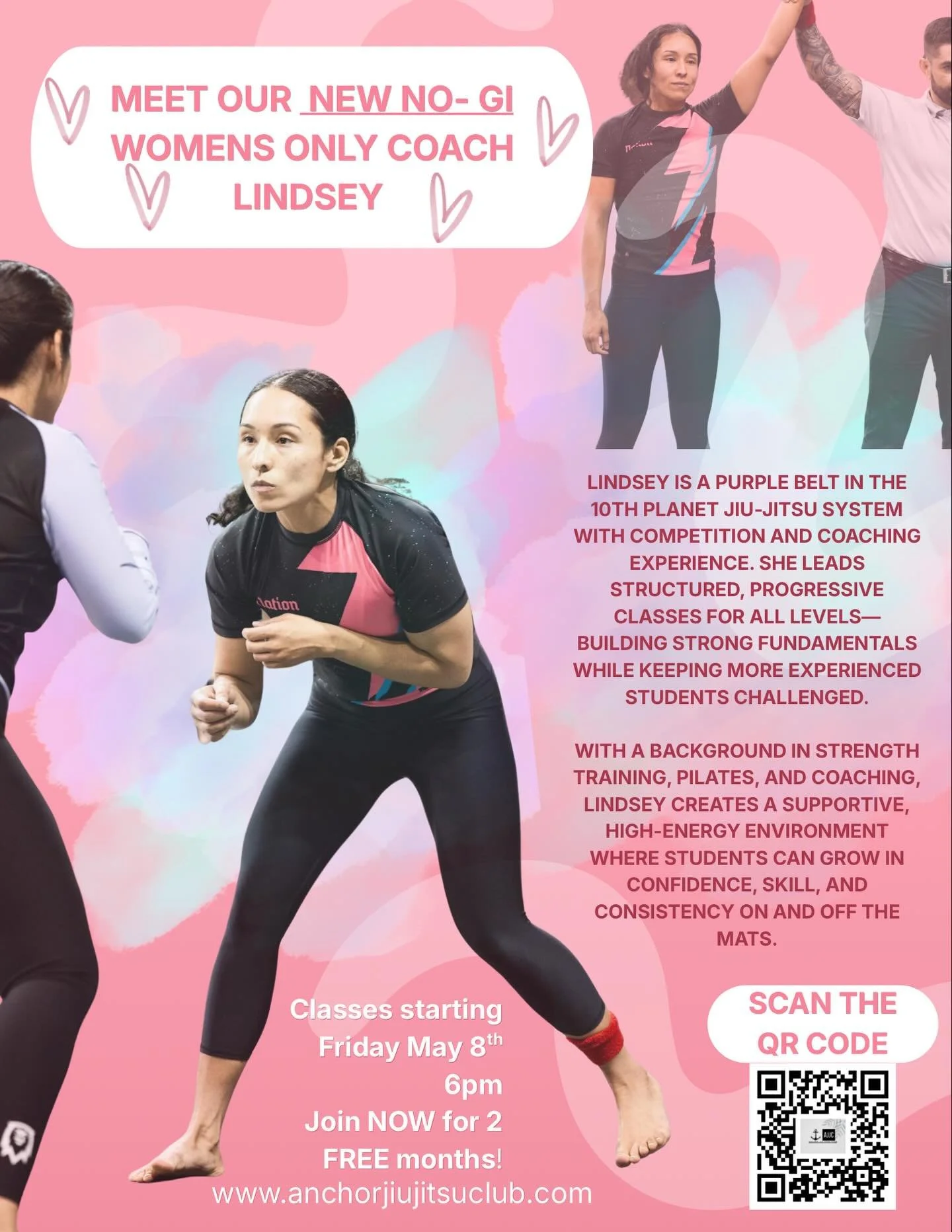 New Coach Alert! Anchor Jiu Jitsu is proud to welcome Lindsey to the team. 
Lindsey is officially spearheading our newest women-focused classes, bringing a technical approach tailored specifically for our female athletes. We couldn&rsquo;t be happier