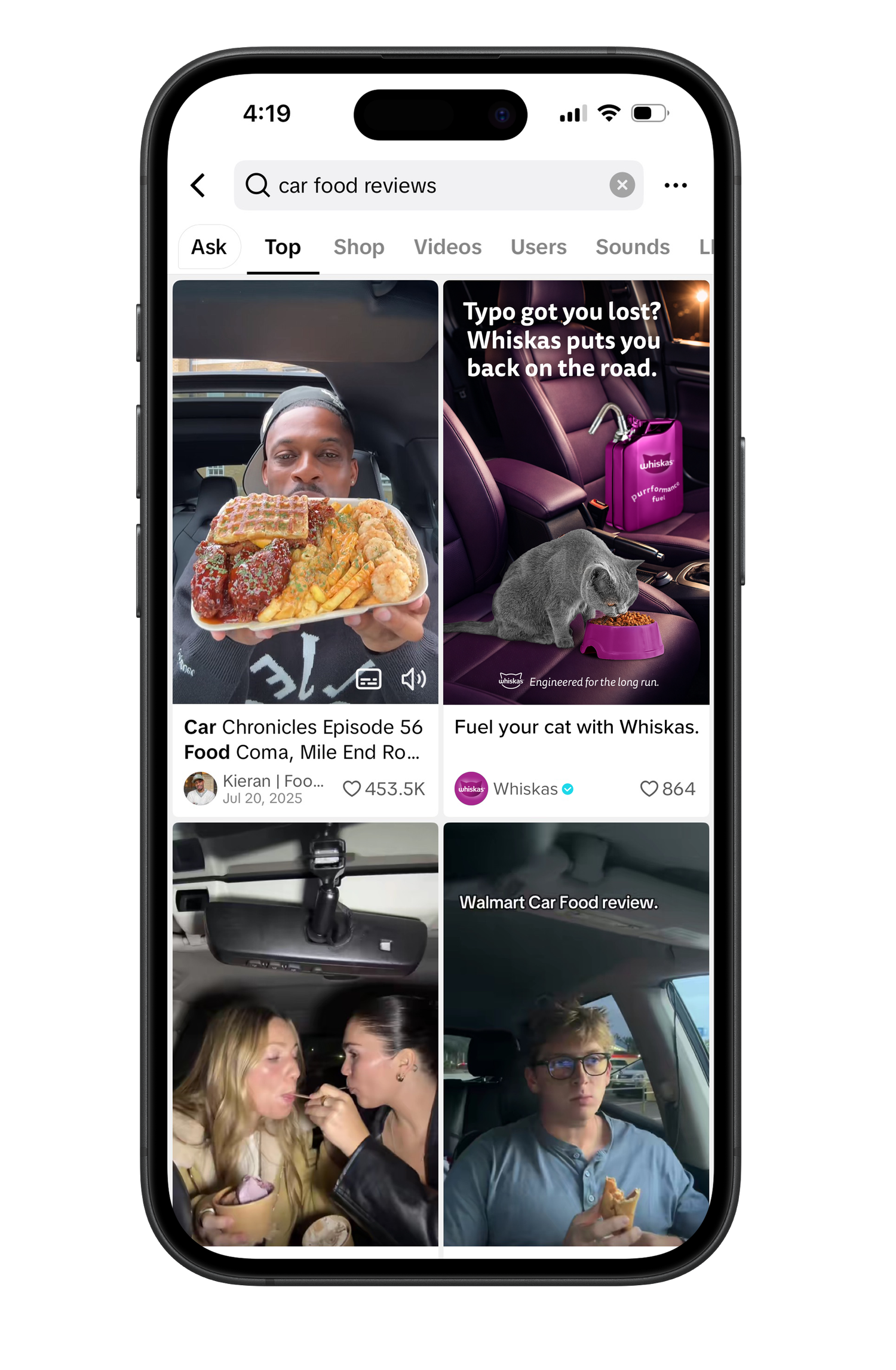 TikTok car food search