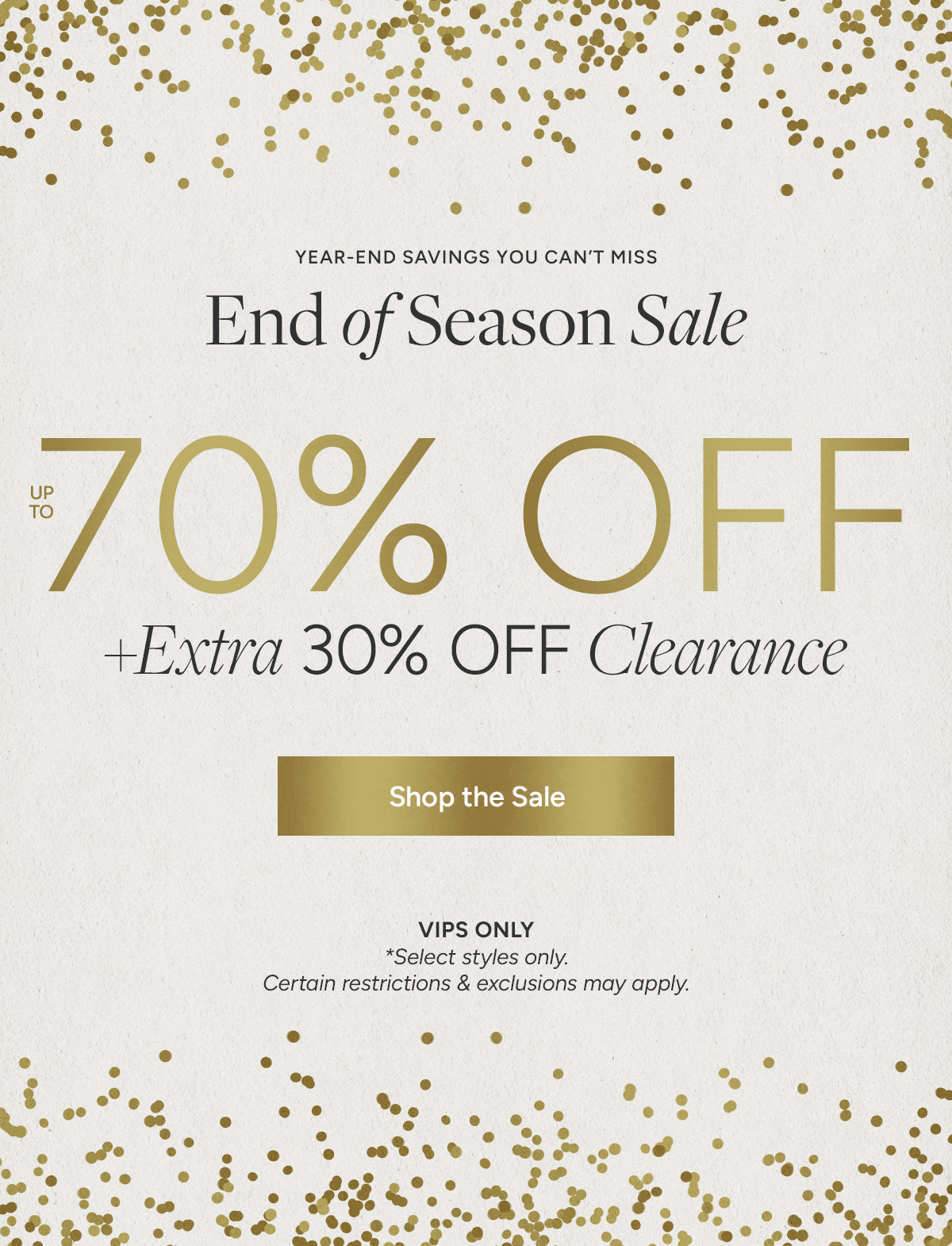 End of Season Sale Promo Email December 2025