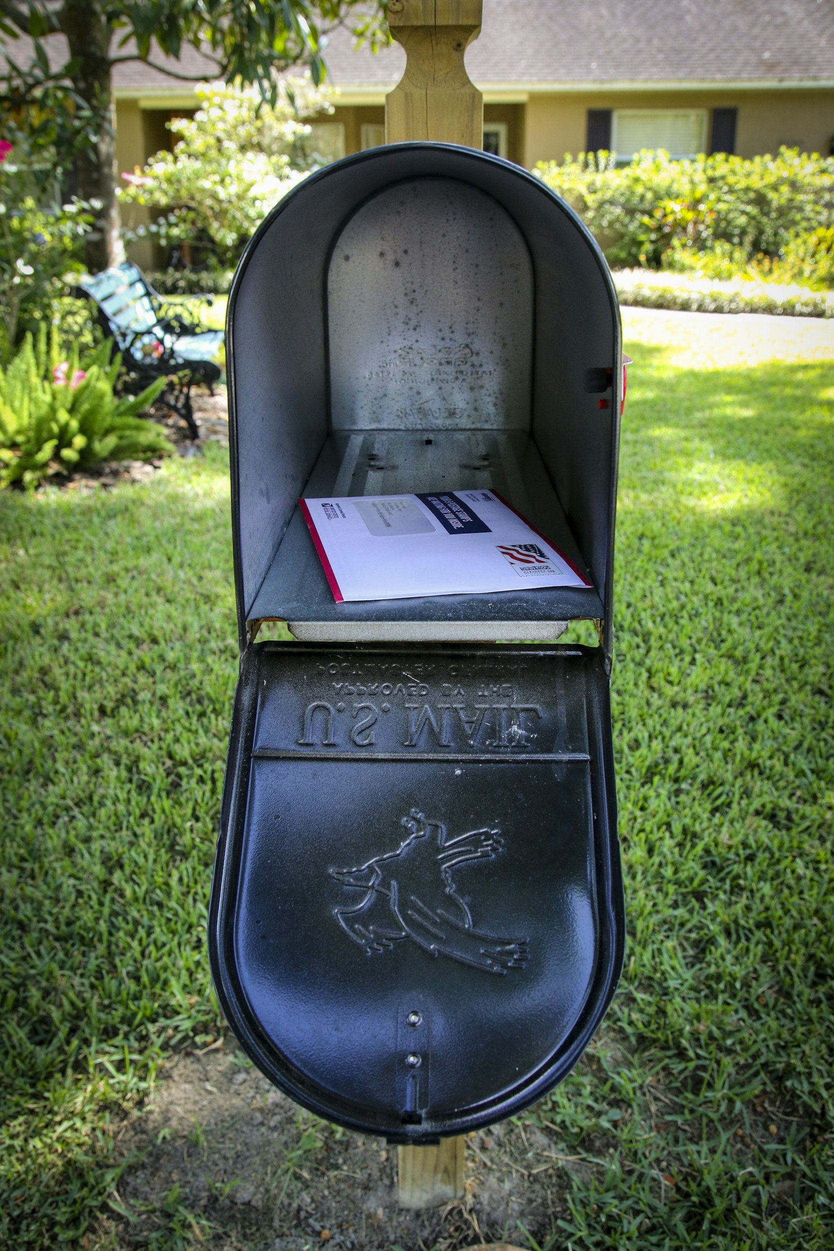 Black open mailbox