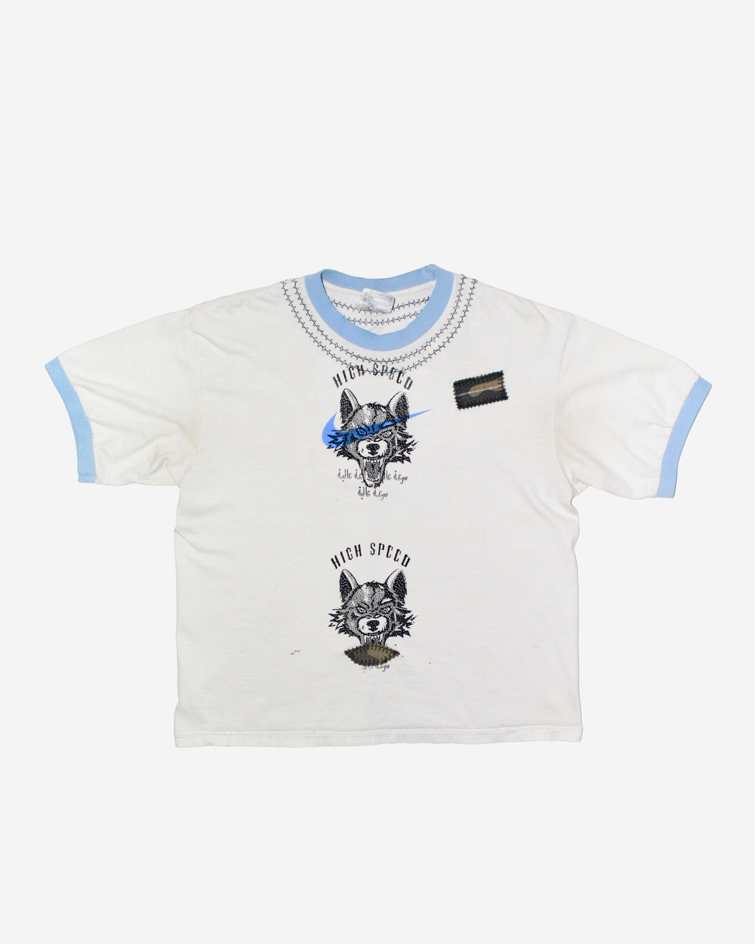 Camo Detail- Wolf Print Ringer Tee