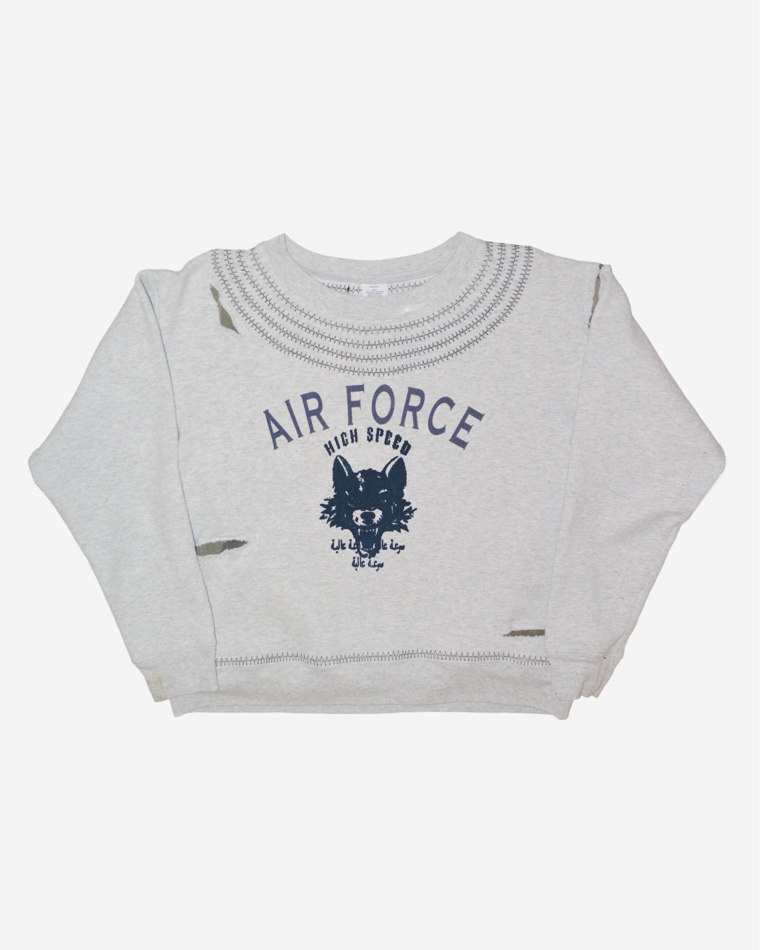 Camo Repaired Barbwire Air Force Crewneck
