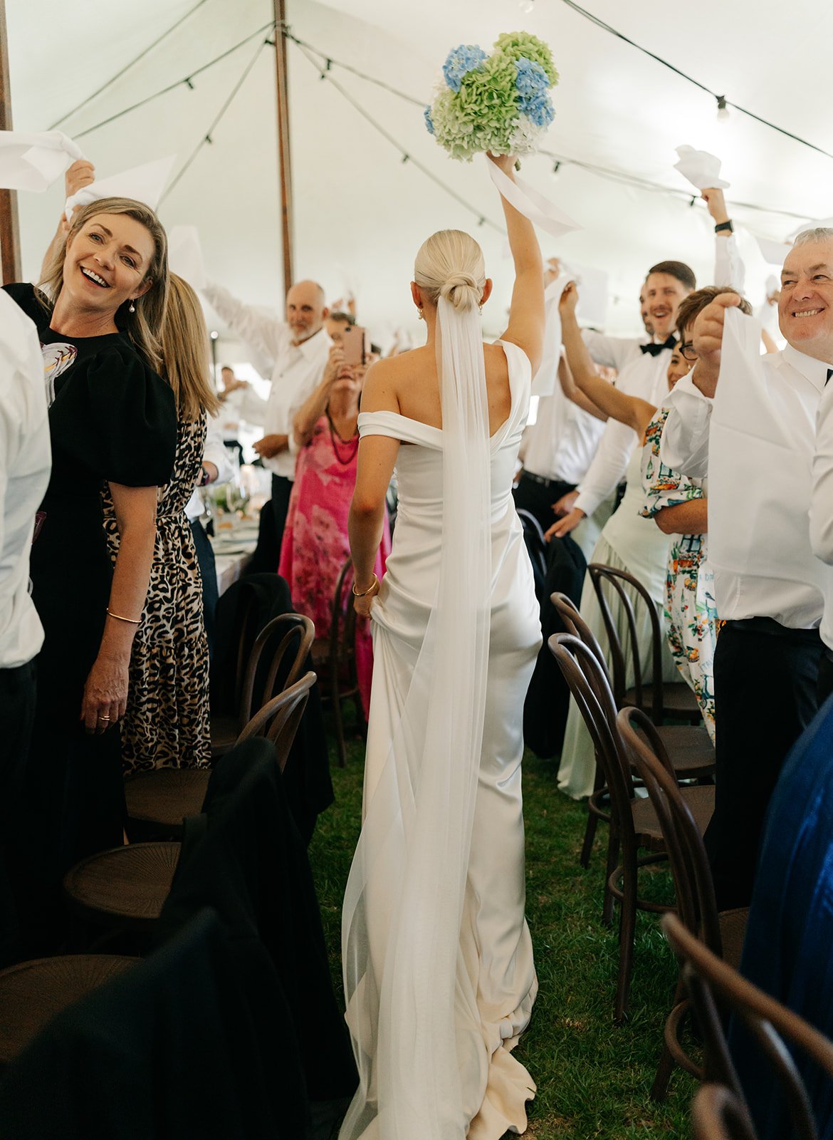 ALT text – Wedding Reception Entrance
Joyful bride celebrating as she enters her wedding reception at Rawson Park Homestead near Wagga Wagga, NSW.