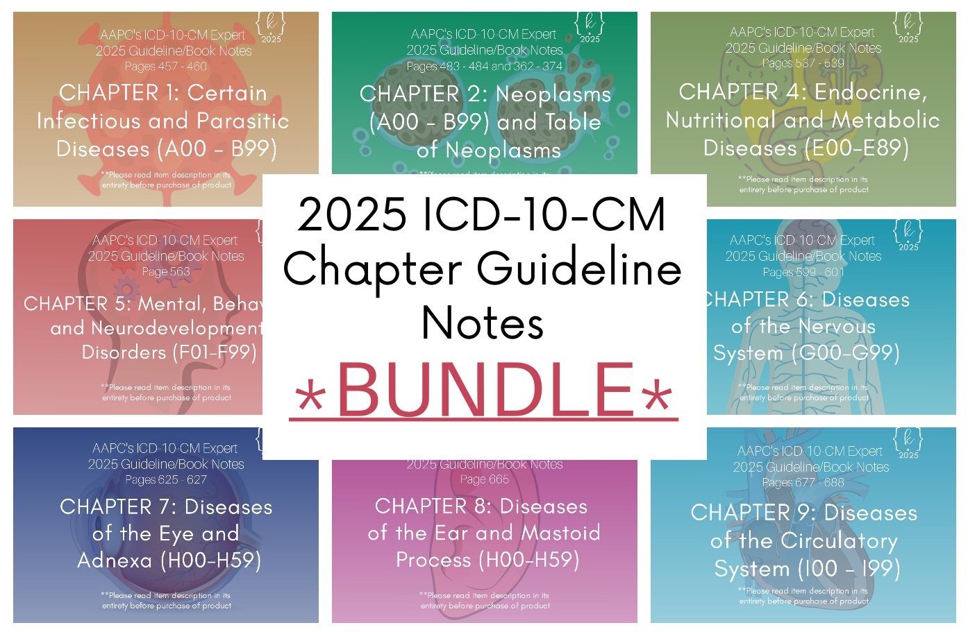 2025 ICD10CM Chapter Guideline Notes BUNDLE