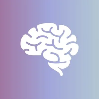 Outline of a human brain against a purple-blue gradient background.
