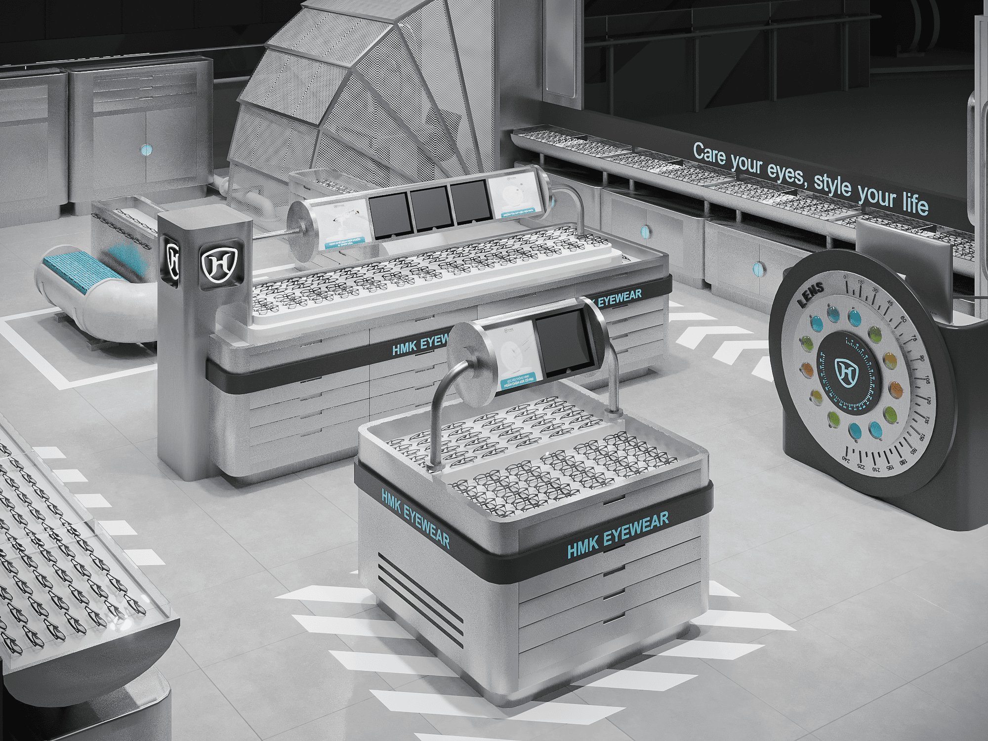 Mô hình không gian bán lẻ hiện đại với bố cục trung tâm, thể hiện tư duy thiết kế retail trải nghiệm của SIO