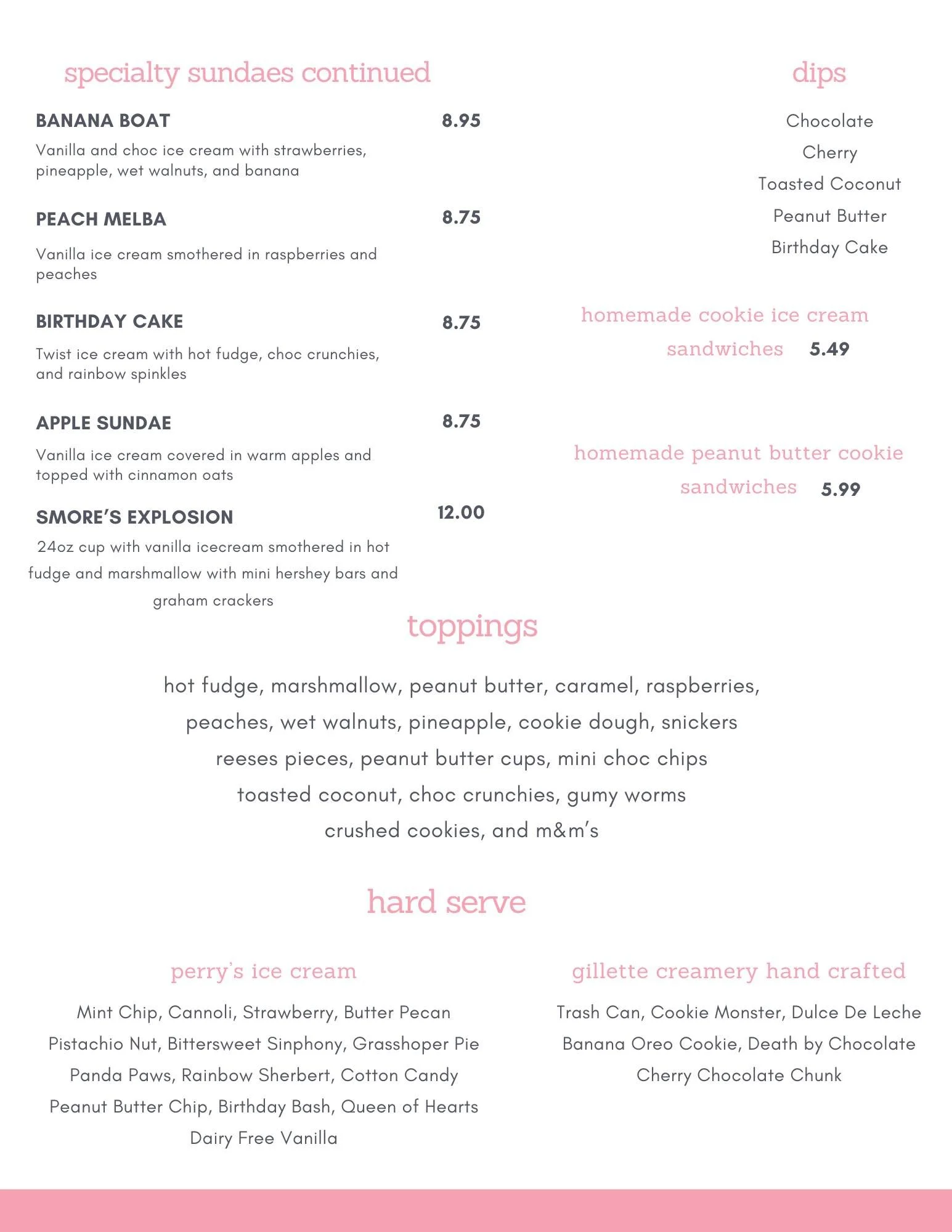 Menu — Village Creamery