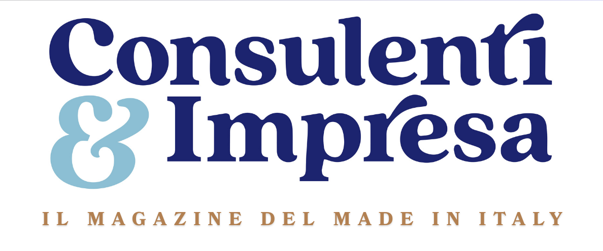 Logo del magazine "Consulenti & Impresa", con titolo grande e sottotitolo "Il magazine del Made in Italy".