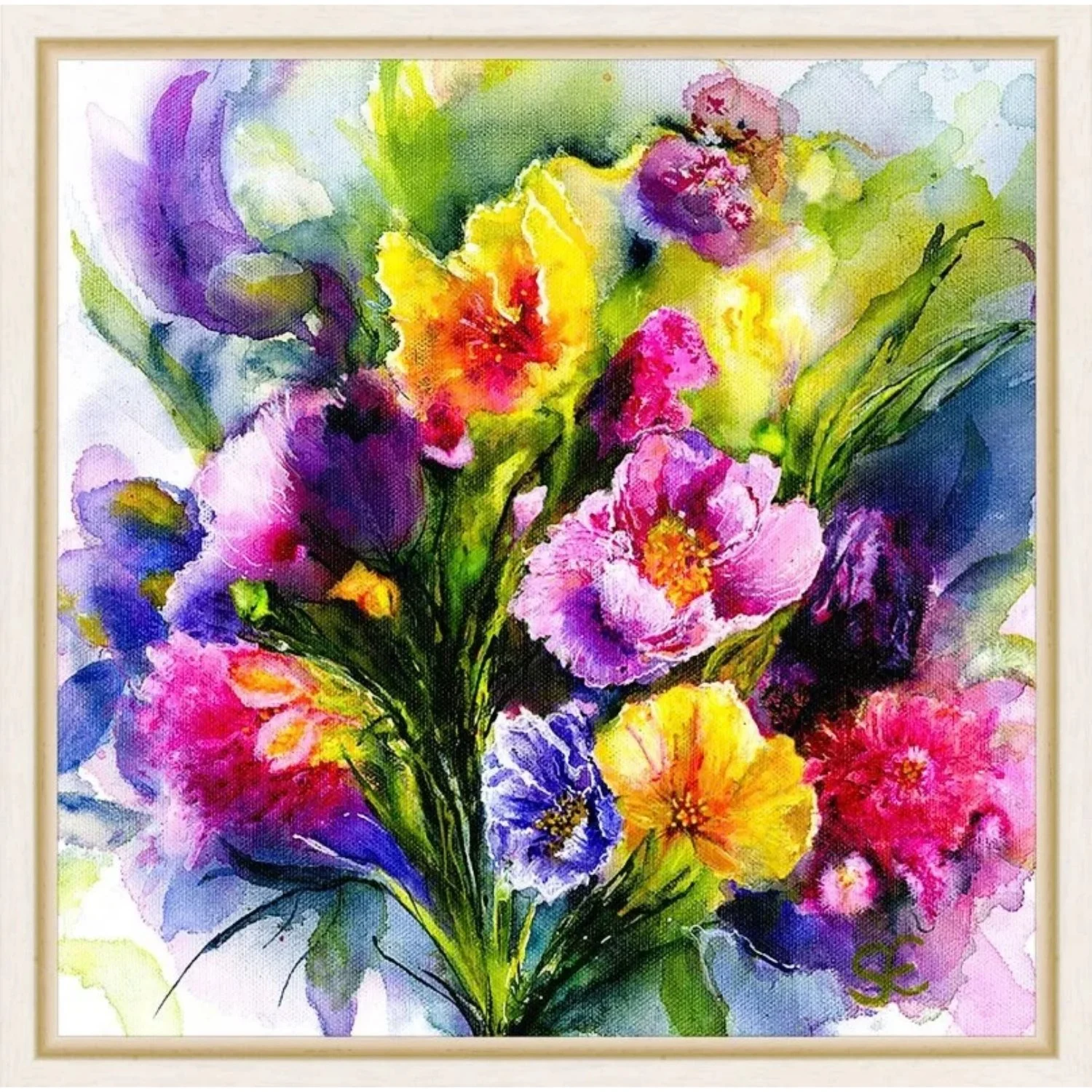 Summer Bouquet - Original Canvas Painting - 12 x 12" Floral Art