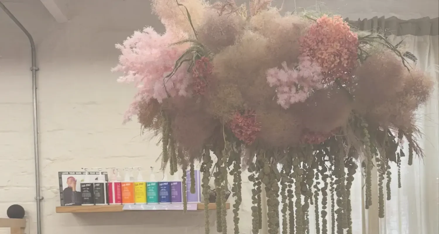 Floral cloud design for Sage hair salon, Sheffield