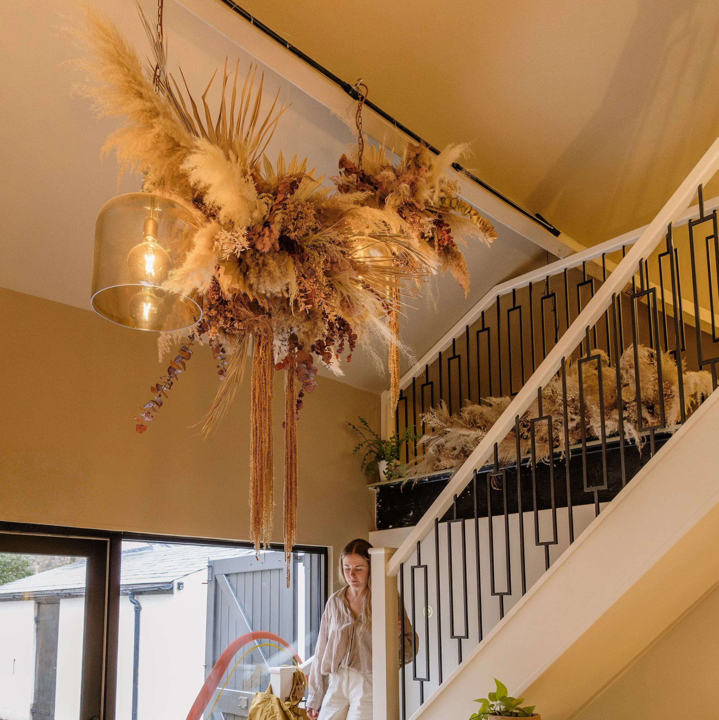 Sculptural floral ceiling installation at Life and Lemons Clinic, Sheffield