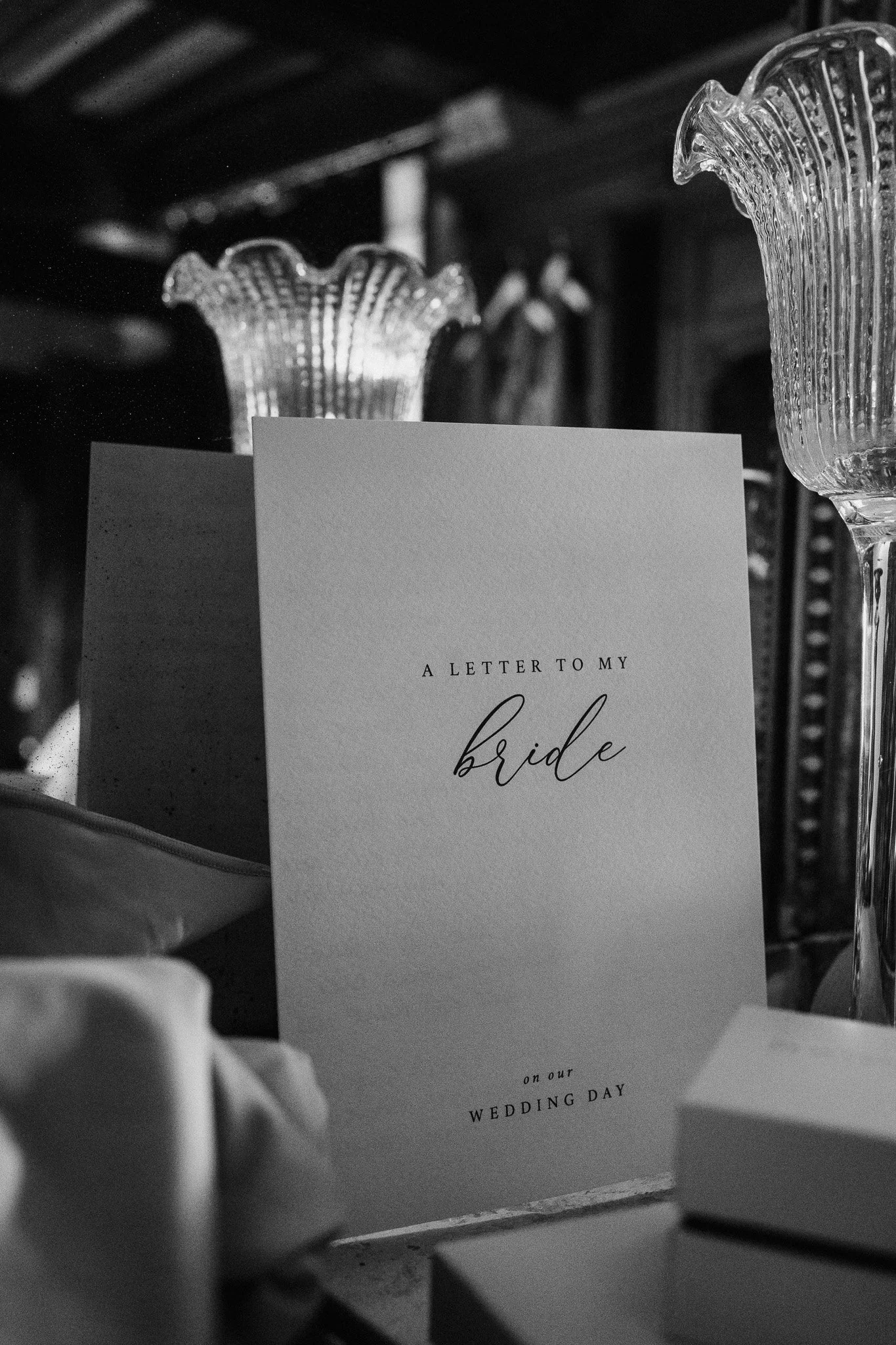 Wedding day stationery with a handwritten letter to the bride.