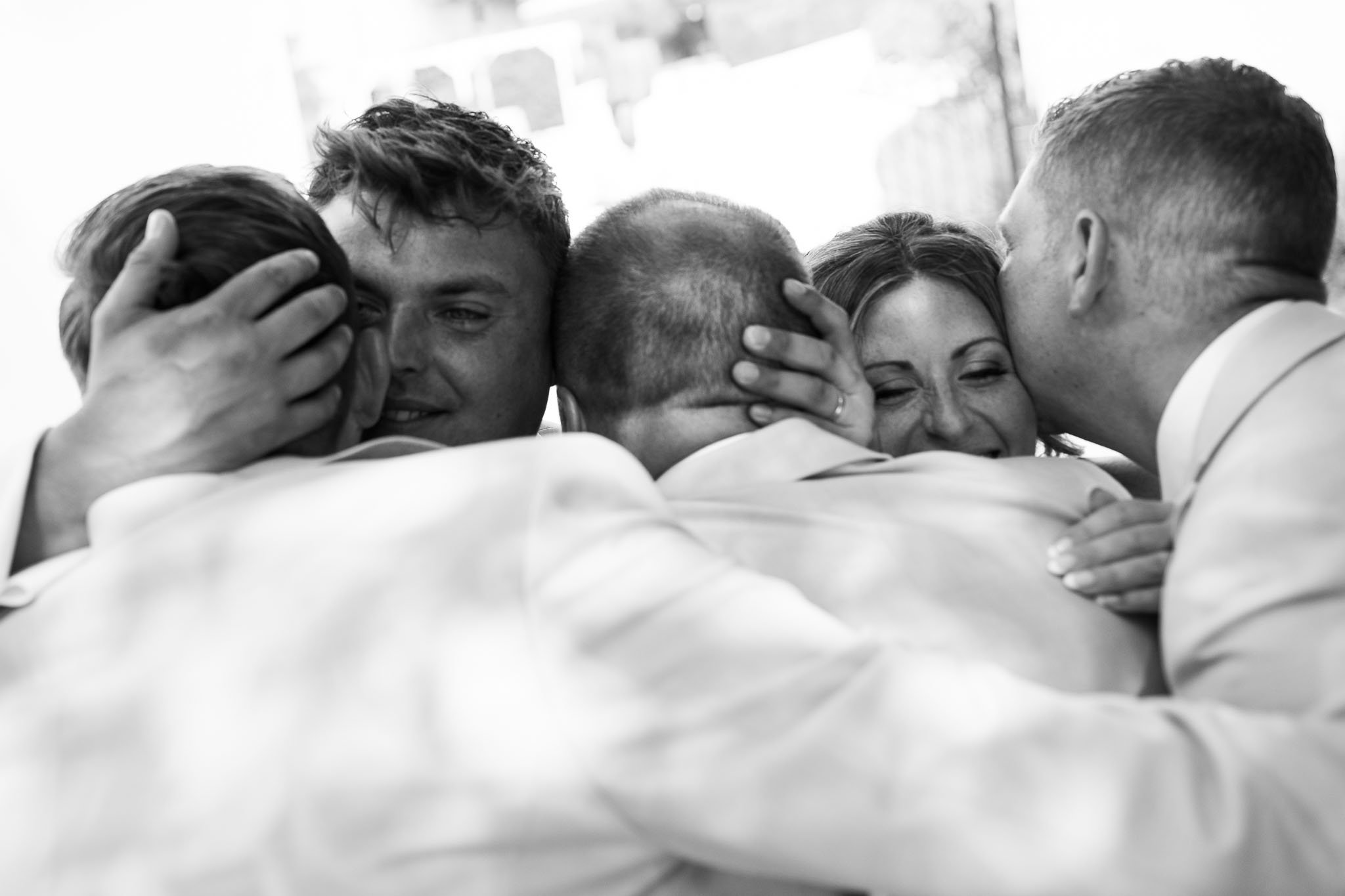 Intimate moment between bride and groom during their wedding day in Southwest France