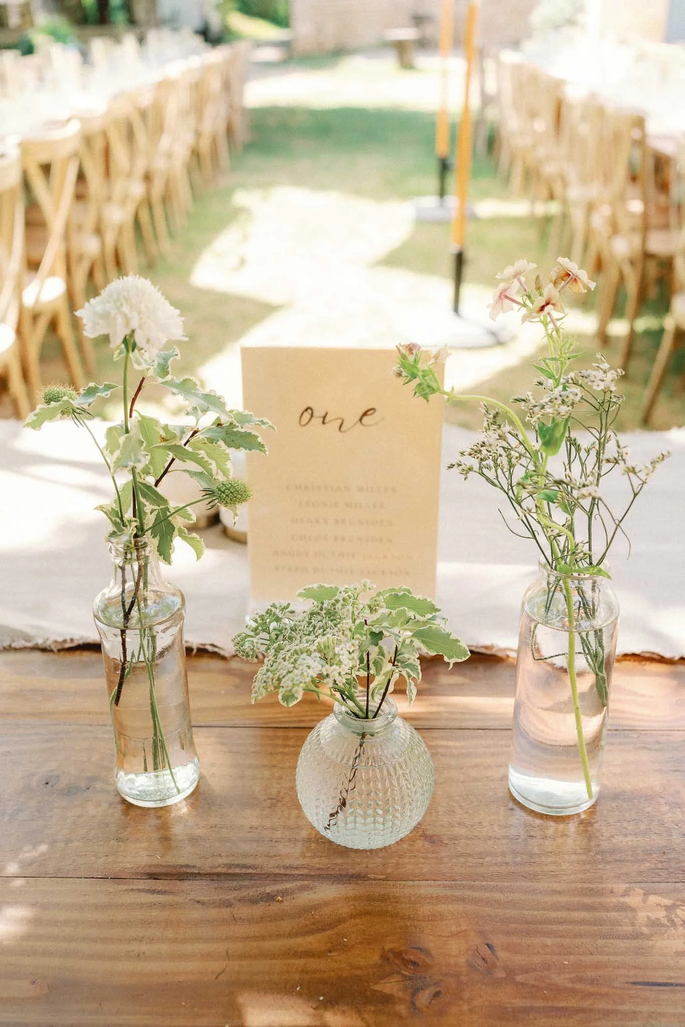 Table number sign and wildflowers at Château du Raysse, Dordogne