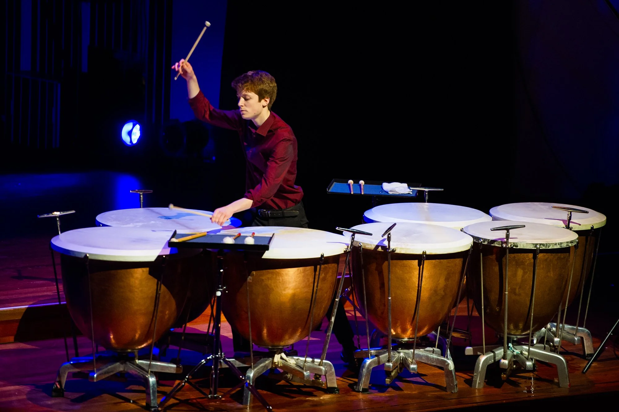 Elliott Gaston-Ross playing timpani during the final of the Tromp Percussion Eindhoven 2018 competition