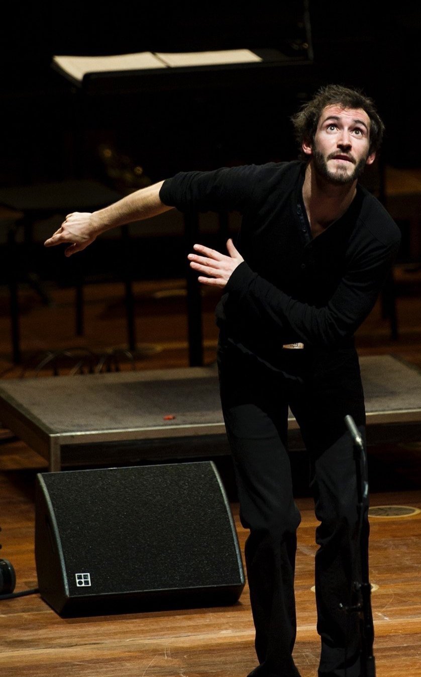 Alexandre Esperet playing a music theater piece during the final of the Tromp Percussion Eindhoven 2012 competition