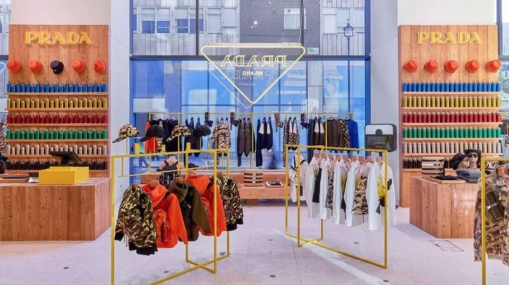 Store plan, material samples and sales data laid out together on a desk Caption: Visual merchandising is the glue that binds brand, commerce and design into one space.