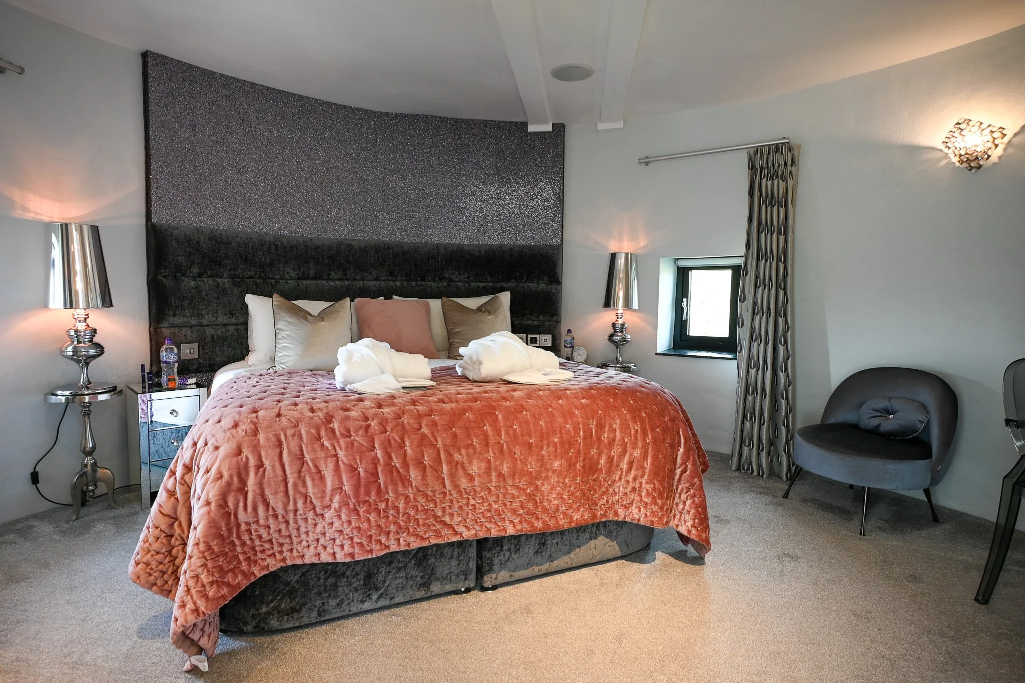 circular principle bedroom on the 1st floor of a converted windmill