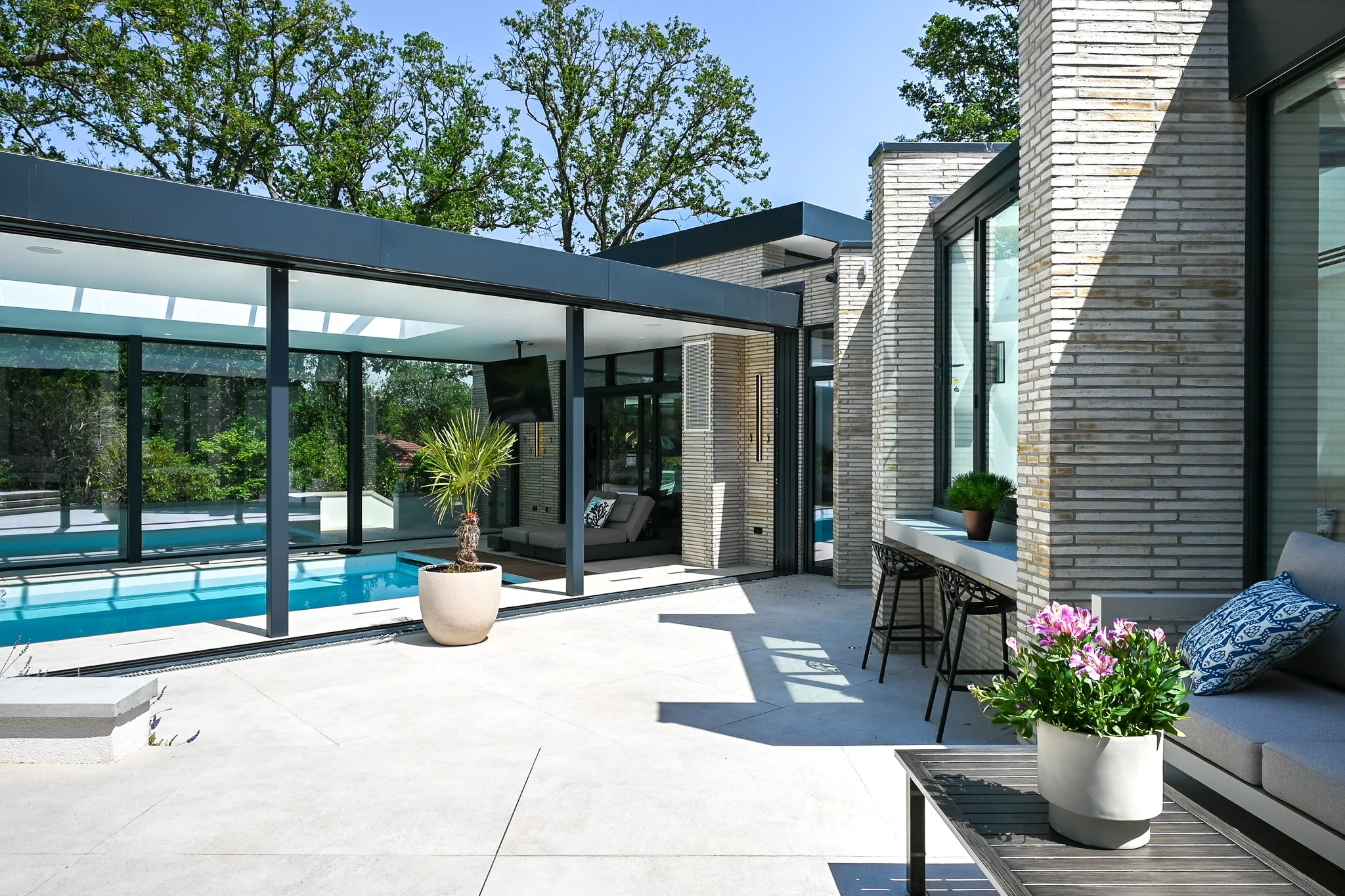swimming pool house with fitness suite